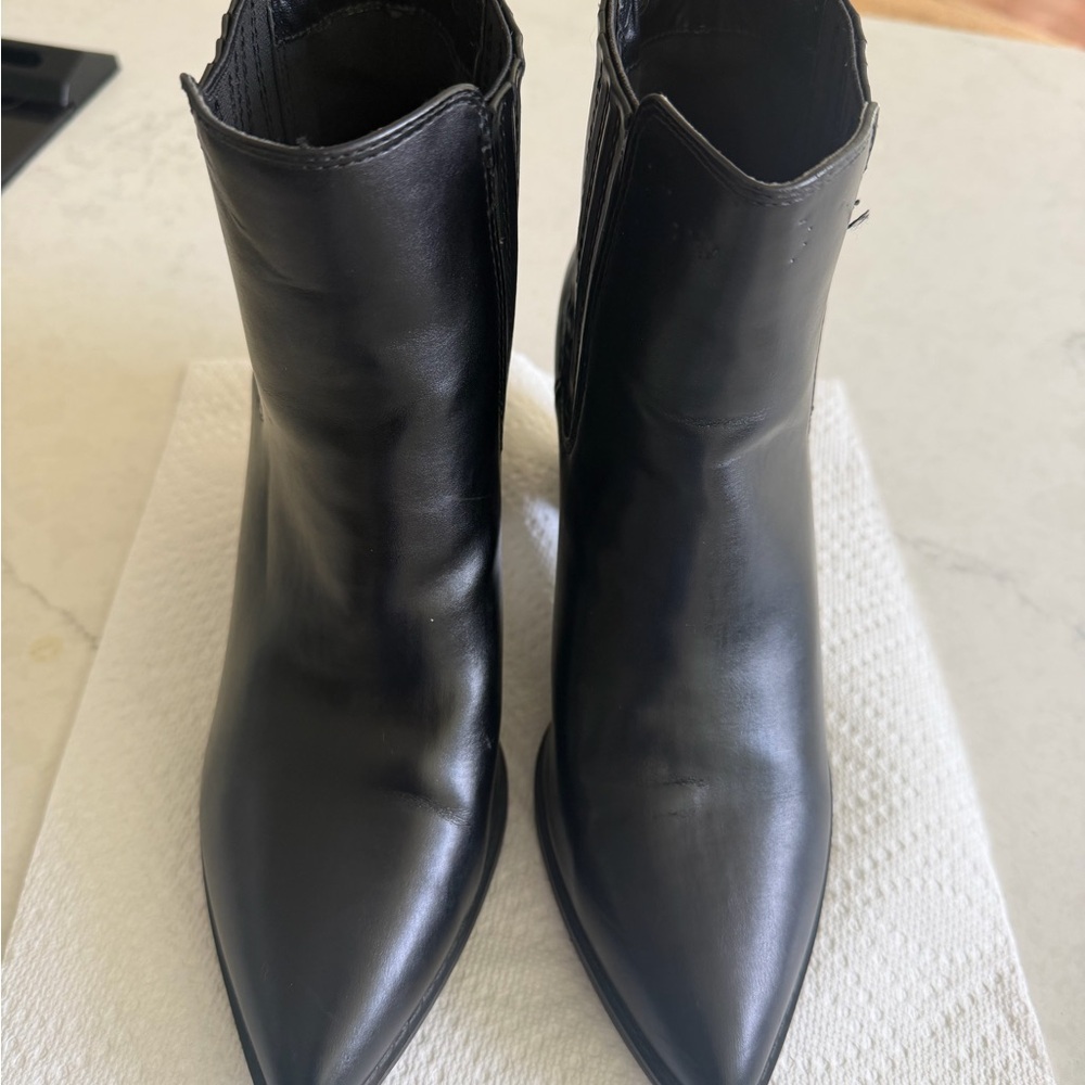 Womens Booties Pointed Toe Stacked Heel Fashion Chelsea Ankle Boots